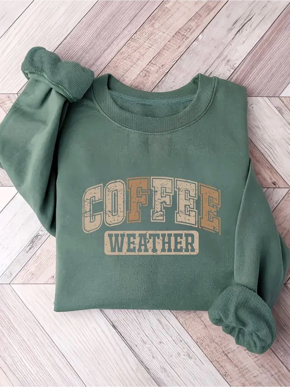 Coffee Weather Green Crewneck Sweatshirt.  SIZE XL.   100% POLYESTER.